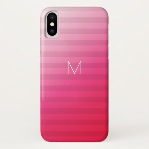 7 Option Modern Monogram Pink Party Stripes iPhone XS Case