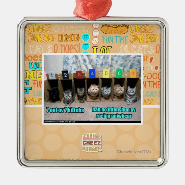 7 out ov 7 kittehs metal ornament (Front)