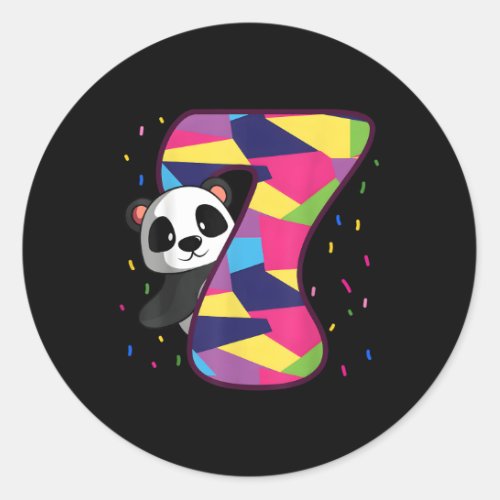 7 Panda Theme 7Th Bday Py Celebration Classic Round Sticker
