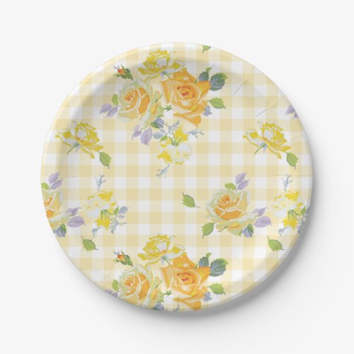 7 Paper Plate in Anja buttercup Gingham