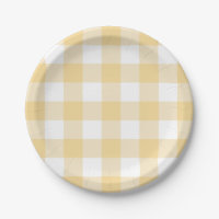 7" Paper Plate in buttercup yellow gingham
