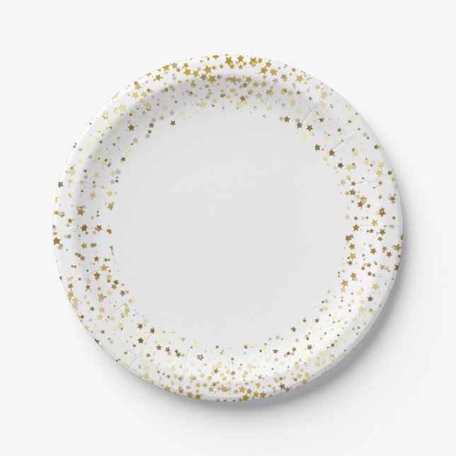 7" Paper Plates-Gold Petite Stars Plates (Front)