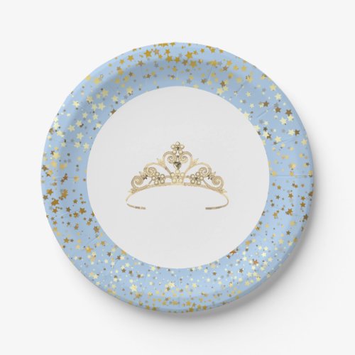 7 Paper Plates_Golden Stars Tiara_Blue Paper Plates