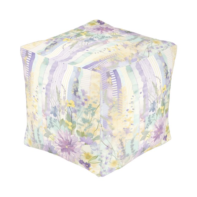 *~* 7 Pastel Floral Pattern Ethereal  Folwers Pouf (Angled Back)