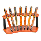 7 Pen Display Stand Bubinga Exotic Hardwood (Front)