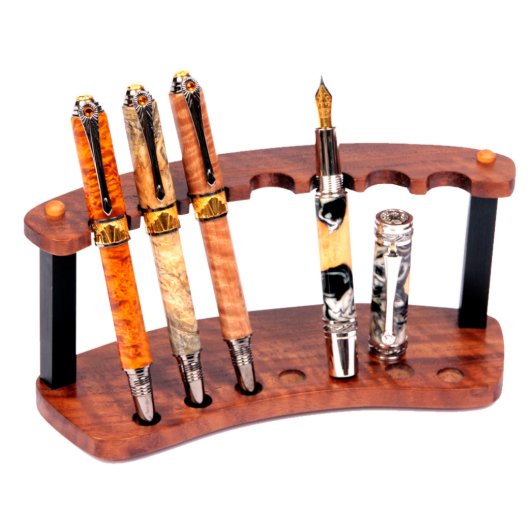 7 Pen Upright Stand Walnut Exotic Hardwood (Front)