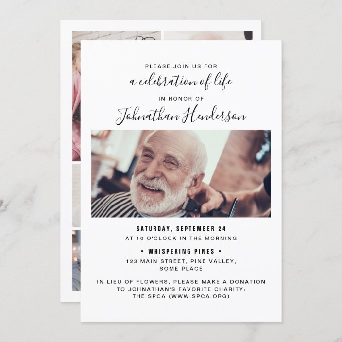 7-Photo Celebration of Life/Funeral/Memorial Invitation | Zazzle.com