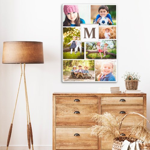 7 Photo Child Family Monogram  Canvas Print
