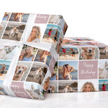 7 Photo Collage Birthday Custom Name Dusty Pink Wrapping Paper<br><div class="desc">Create a beautiful photo collage with this stylish personalized wrapping paper! With seven of your own photos and a custom name to make it truly unique. A simple yet chic design with a grid of square-shaped photographs, perfect for family, kids, friends, pets or favorite places! This seamless pattern also features...</div>