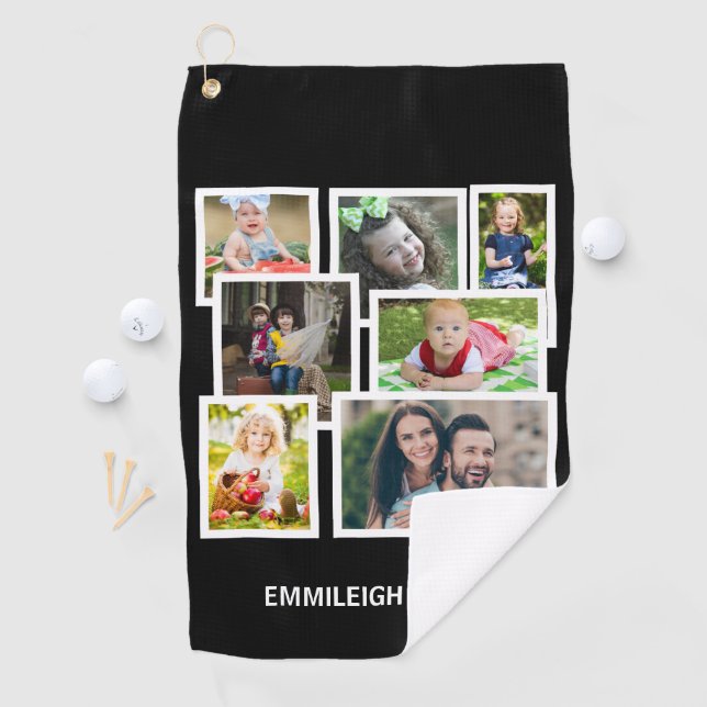 7 Photo Collage Black Golf Towel (InSitu)
