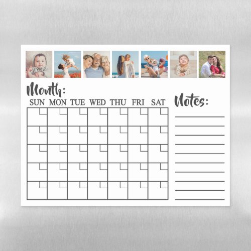 7 Photo Collage Blank Monthly Calendar  Magnetic Dry Erase Sheet