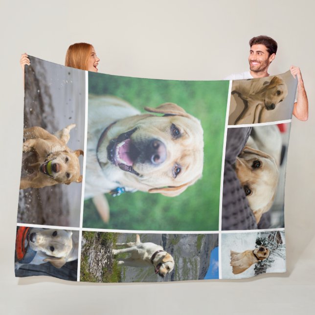 7 Photo Collage Family Personalized Fleece Blanket (In Situ)