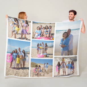 7 Photo collage family template personalized Fleece Blanket