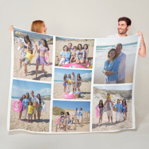 7 Photo collage family template personalized Fleece Blanket