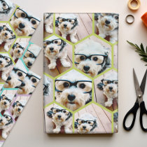 7 Photo Collage - funky hexagon honeycomb pattern  Wrapping Paper Sheets