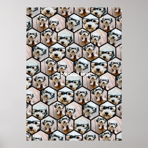 7 Photo Collage _ funky hexagon pattern black Poster