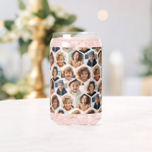 7 Photo Collage - funky hexagon pattern Can Glass