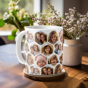 7 Photo Collage - funky hexagon pattern Coffee Mug