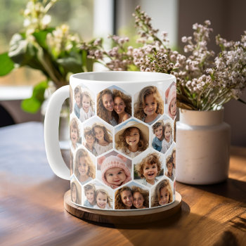 7 Photo Collage - Funky Hexagon Pattern Coffee Mug by MarshEnterprises at Zazzle