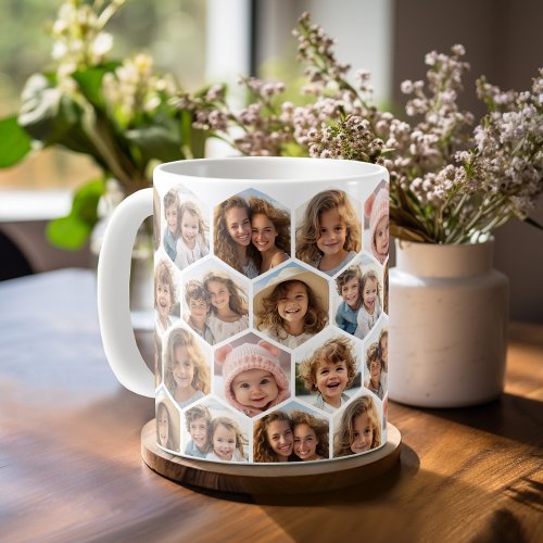 7 Photo Collage _ funky hexagon pattern Coffee Mug