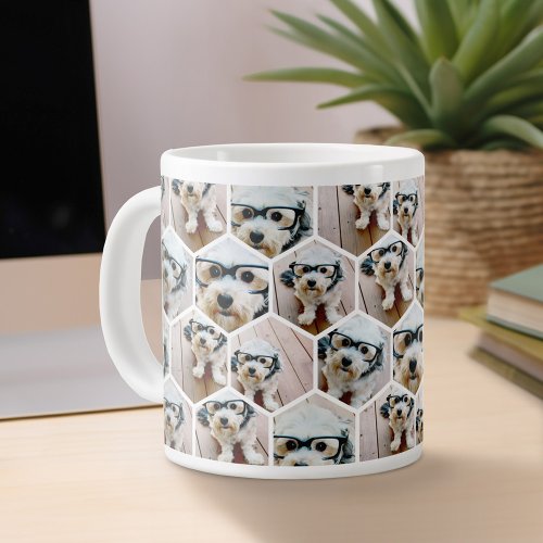 7 Photo Collage _ funky hexagon pattern Giant Coffee Mug