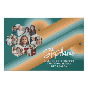 7 Photo Collage funky hexagon pattern sunset color Faux Canvas Print