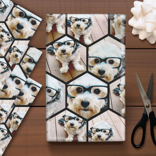7 Photo Collage - funky hexagon pattern  Wrapping Paper Sheets