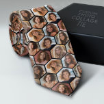 7 Photo Collage - funky honeycomb pattern - black Neck Tie<br><div class="desc">BE PATIENT -- IT takes time for photos to load --- This fun photo montage includes a place for 7 pictures. The grid includes a grid of hexagon or honeycomb shaped photos with plenty of room to add your favorite party pics. Square photos work best with this template. Add your...</div>