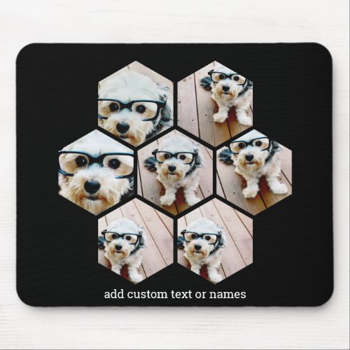 7 Photo Collage in a honeycomb pattern _ black Mouse Pad