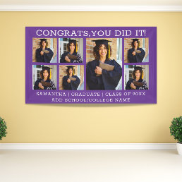  7 Photo Congrats Graduate  2023 Purple Graduation Banner