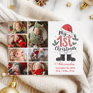 7 Photo Cute Santa Baby 1st Christmas Holiday Card