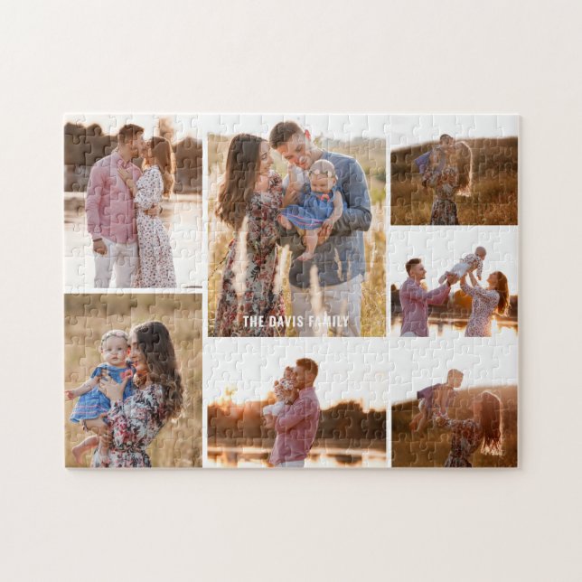 7-Photo Gallery Custom Caption Personalized Puzzle (Horizontal)