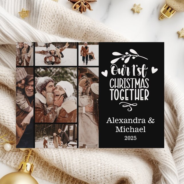 7 Photo Minimalist First Christmas Together Holiday Card (Creator Uploaded)