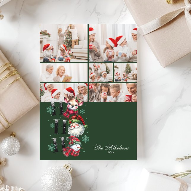 7 Photo Retro Santa & Friends Christmas Holiday Card (Creator Uploaded)