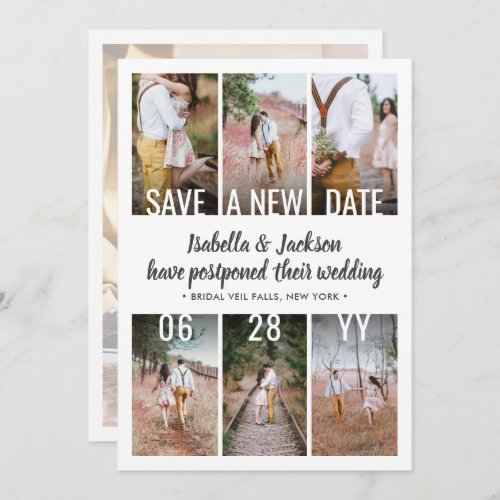 7 Photo Simple Modern Wedding Postponement Change Save The Date