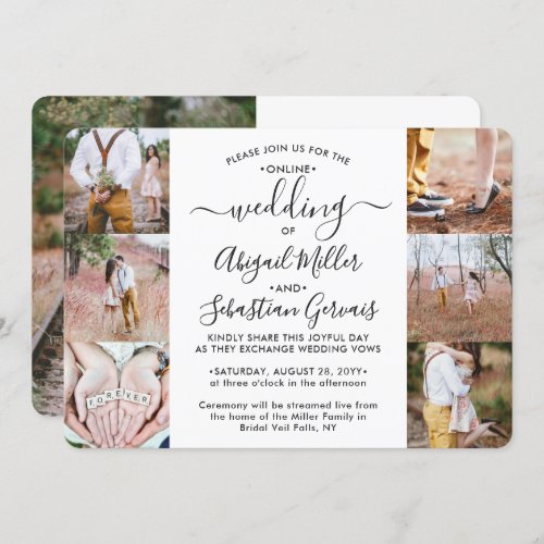 7 Photo Virtual Wedding Livestream Online Ceremony Invitation