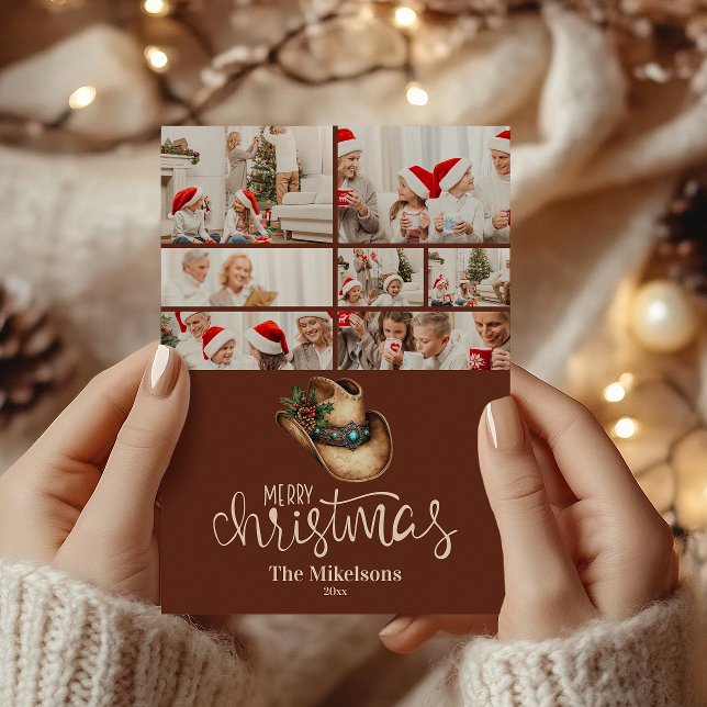 7 Photo  Western Cowboy Hat Christmas Holiday Card (Creator Uploaded)