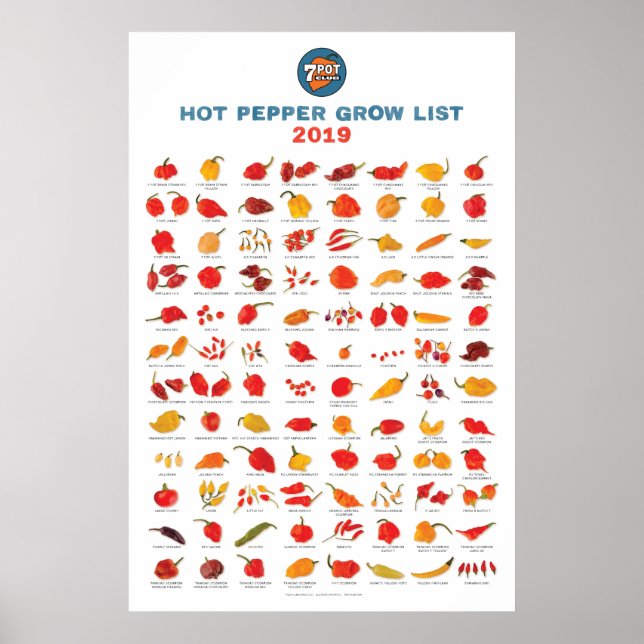 7 Pot Club 2019 Grow List Poster (Front)