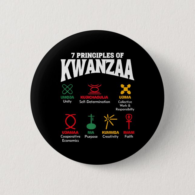 7 Principles Of Kwanzaa African American Pride Men Button (Front)