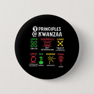 7 Principles Of Kwanzaa Black African American Men Button