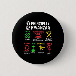 7 Principles Of Kwanzaa Black African American Men Button