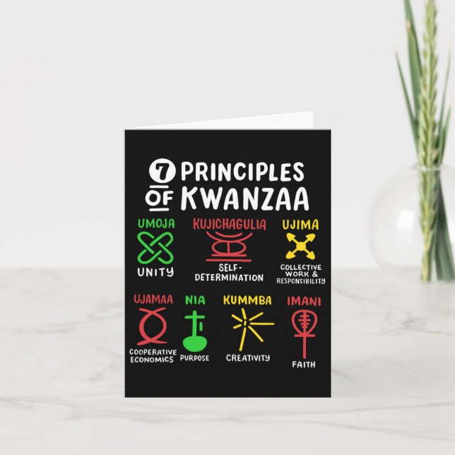 7 Principles Of Kwanzaa Black African American Men Card (Front)