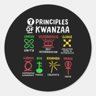 7 Principles Of Kwanzaa Black African American Men Classic Round Sticker