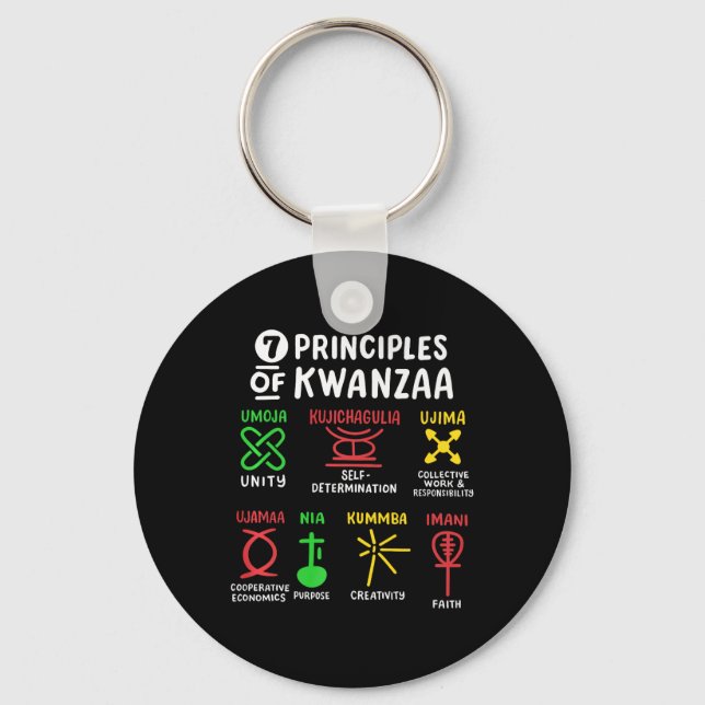 7 Principles Of Kwanzaa Black African American Men Keychain (Front)