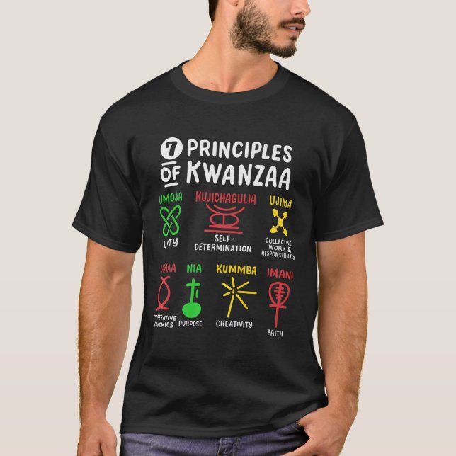 7 Principles Of Kwanzaa Black African American Men T-Shirt (Front)