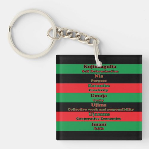 7 Principles of Kwanzaa Button Red Black Green Keychain