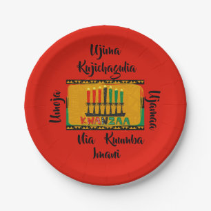 7 Principles of Kwanzaa Candles 7" Paper Plates