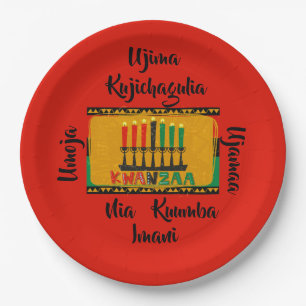 7 Principles of Kwanzaa Candles 9" Paper Plates