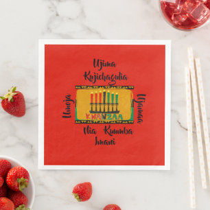 7 Principles of Kwanzaa Candles Paper Dinner Napkins
