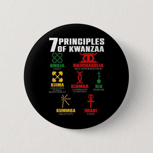 7 Principles Of Kwanzaa Celebration Pan African Bo Button (Front)